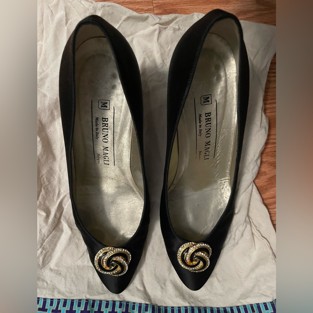 Bruno Magli Black Heels with Gold Detail